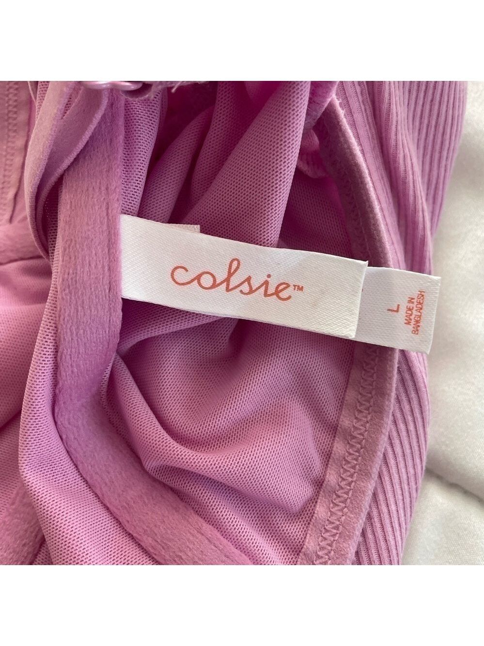 Colsie Pink Corset Ribbed Mesh Top - Picture 6 of 10